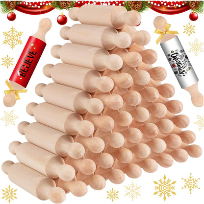 20PCS Mini Rolling Pins for Crafts, Small Wooden Dough Roller for Children in the Kitchen Baking and Imaginative Play, Wooden Tiered Tray Decorative for Halloween and Christmas Presents (4.1 Inches)
