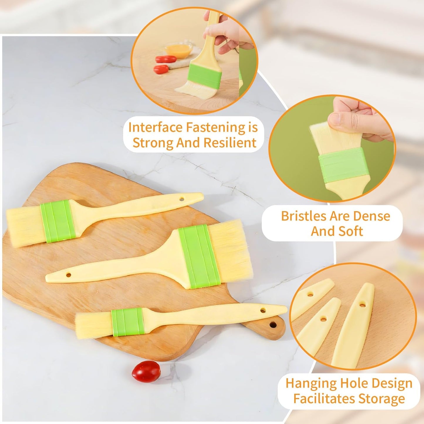 Baking Pastry Brush - 4pcs Cake Crust Basting Brushes Kitchen Natural Bristle Brushes Set for Cooking For Oil Butter Egg Wash