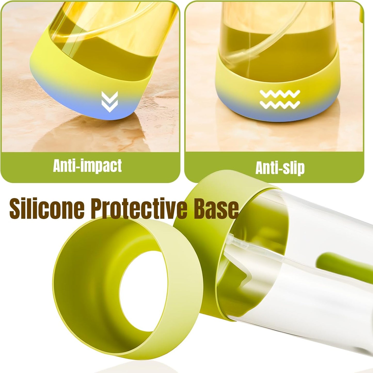 PARACITY 2 in 1 Oil Dipenser Bottle with Silicone Bottom (Black-2PCS)