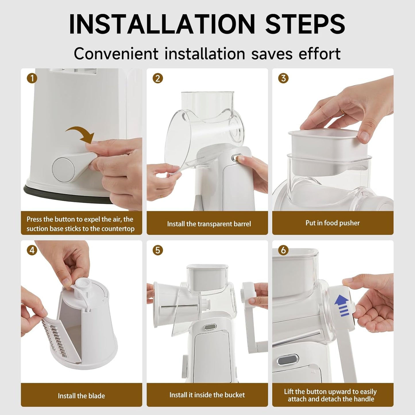 Rotary Cheese Grater Hand Crank, 5 in 1 Mandoline Vegetable Slicer - 5 Sets of Blades,Strong Suction Base&Easy to Clean - Kitchen Cheese Grater Shredder with Handle for Fruit,Vegetable,Nuts