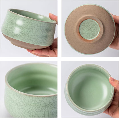 TEANAGOO Matcha Whisk Set, 7 Pcs Matcha Set Blue, Matcha Kit for Ceremony, Matcha Tea Set for Making Breakfast/Latte, Ceramic Matcha Bowl(chawan) whith Spout and Whisk, Gift for Friend/Family
