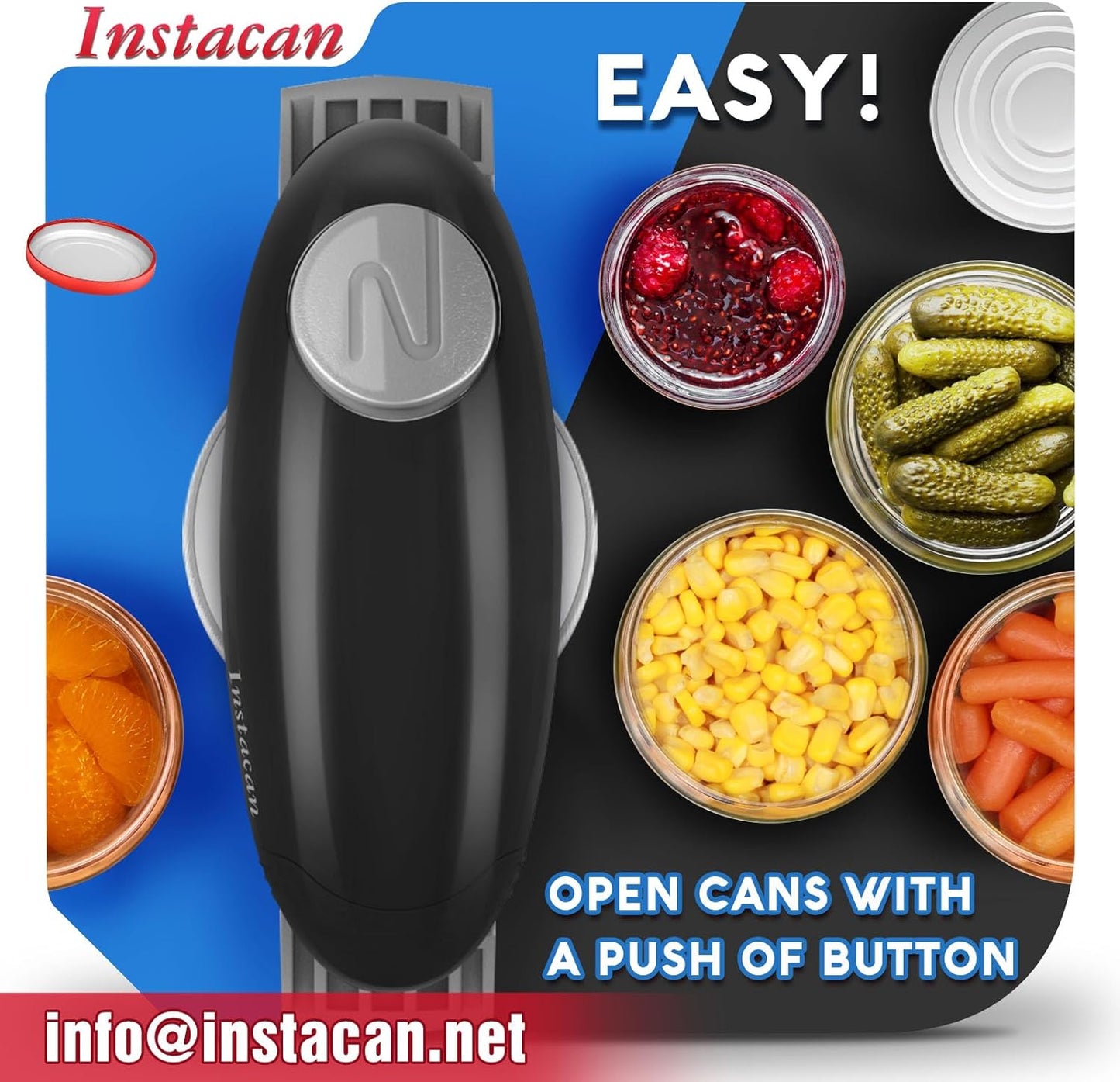 INSTACAN Higher Torque and One Touch Electric Jar Opener Easy Remove Almost Size Lid with Auto-Off, Powerful Bottle Opener for Arthritic Hands, Automatic Jar Opener for Weak Hands and Seniors (White)