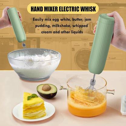 Cordless Hand Mixer MixgoII, Handheld Mixer Electric Whisk & Milk Frother, Hand Held Mini Mixers, Rechargeable Hand Mixer and Whisker, Food Processor for Cooking, Food Chopper, 4-Speed, 10Oz