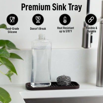 Zulay Kitchen (9x3.5in Sponge Holder for Kitchen Sink - Flexible Heavy-duty Multipurpose Sink Caddy - Counter Organizer for Kitchen, Bathroom, Makeup, Trinkets & More! (Grey)