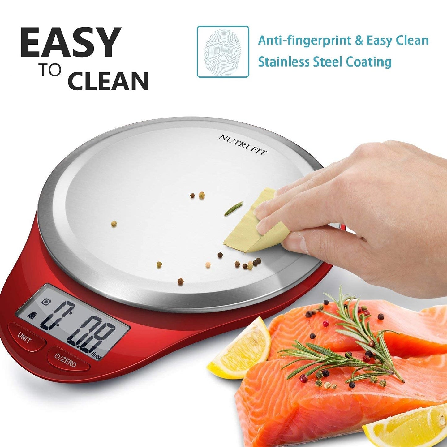 Food Scale, Kitchen Scales Digital Weight Food Grams and Ounces for Weight Loss Baking Cooking of NUTRI FIT, Max 11lb 1g Increment, Backlight LCD Smart Tare Stainless Steel, Easy to Use, AAA Battery