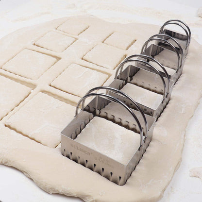 HULISEN Square Biscuit Cutter Set (4 Pieces/Set), Stainless Steel Cookies Cutter with Handle, Professional Baking Dough Tools, Gift Package (Square)