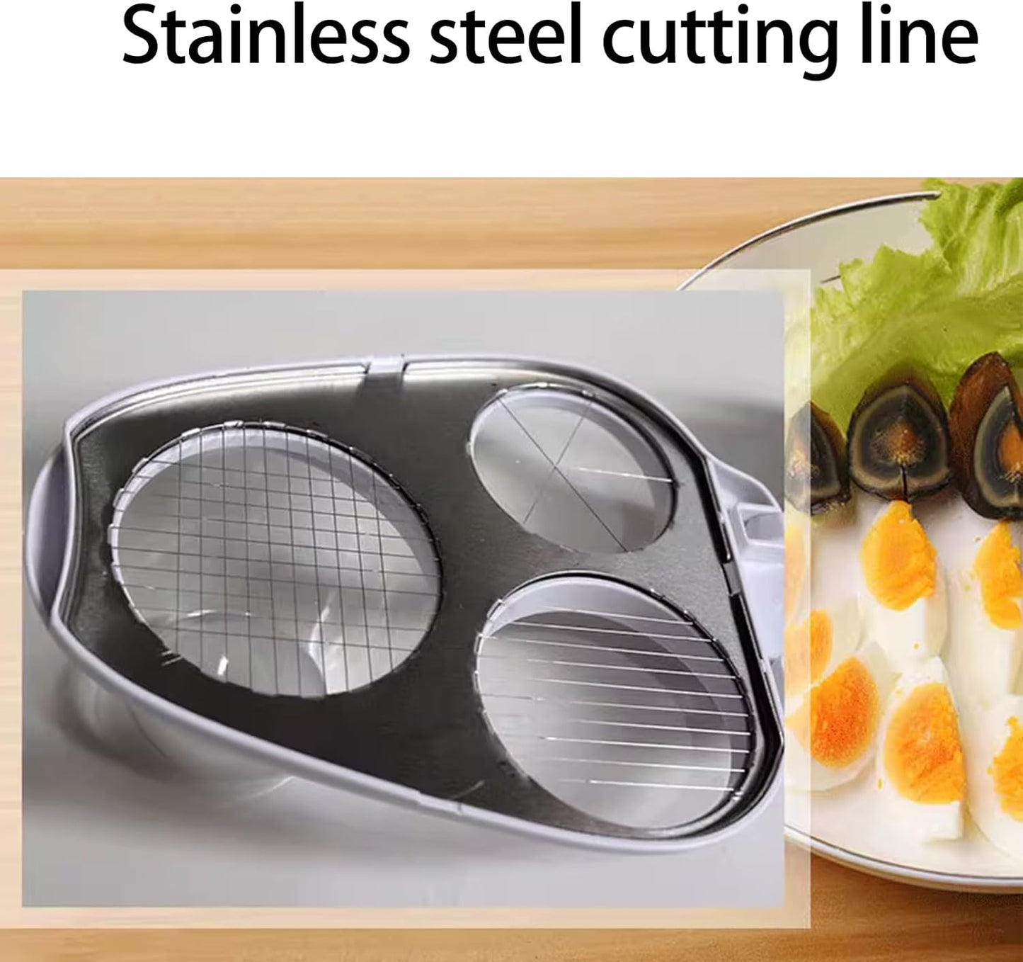 Egg Slicer for Hard Boiled Eggs, 3 Slice Modes Egg Cutter & Egg Dicer, Stainless Steel Egg Chopper for Strawberry, Grape & Tomato, Compact Kitchen Tool