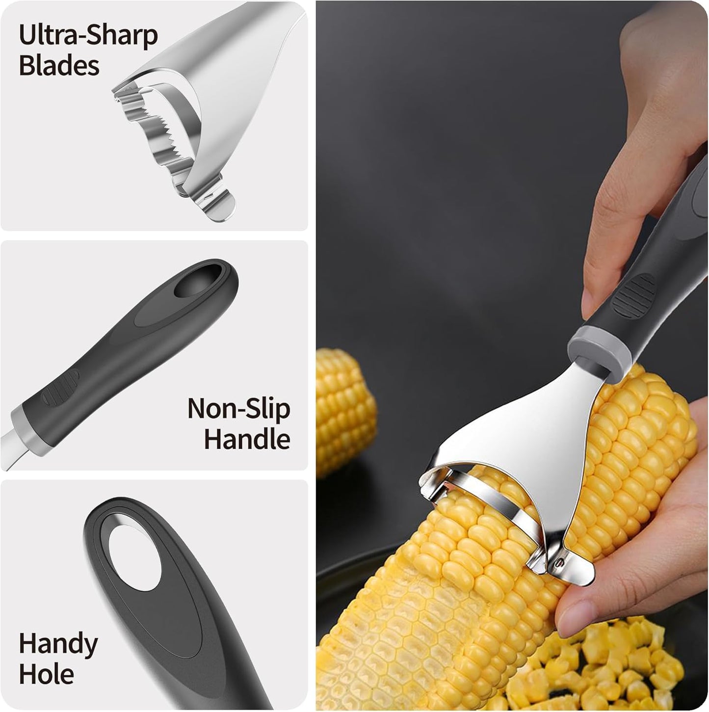 corn cob stripper tool, corn on the cob peeler, Includes Corn Holders,Black