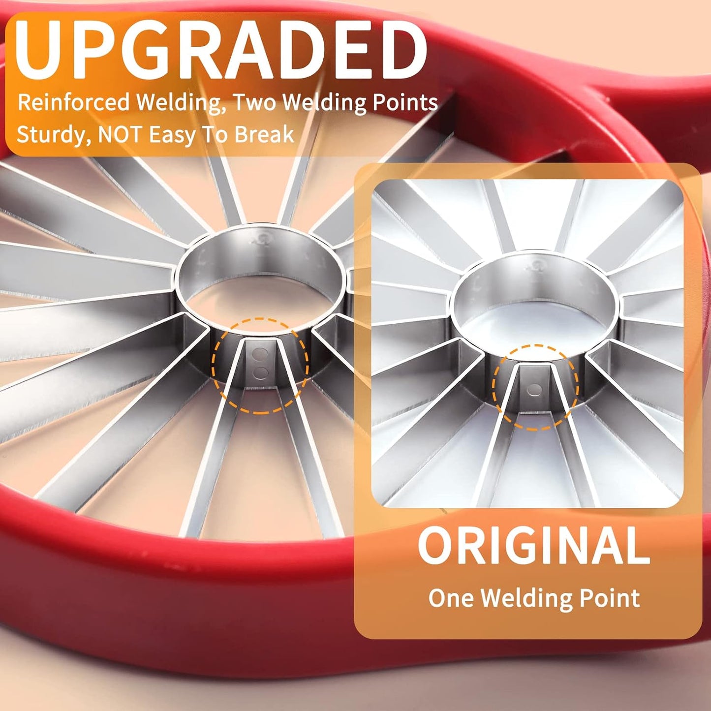 [Upgraded] Newness 5.12 Inch Large Apple Slicer and Corer, Cut 8 Slices All the Way Through, HEAVY DUTY Stainless Steel Apple Corer & Slicer for Fruits & Vegetables - Dishwasher Safe