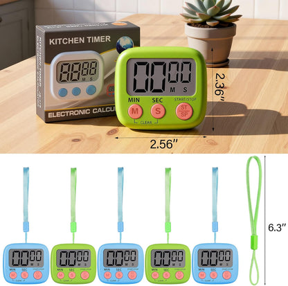 Weewooday 24 Pcs Small Digital Kitchen Timer Magnetic Back and Switch Minute Second Count up Countdown Big LCD Display Loud Alarm for Teacher Cooking Baking (Colorful)
