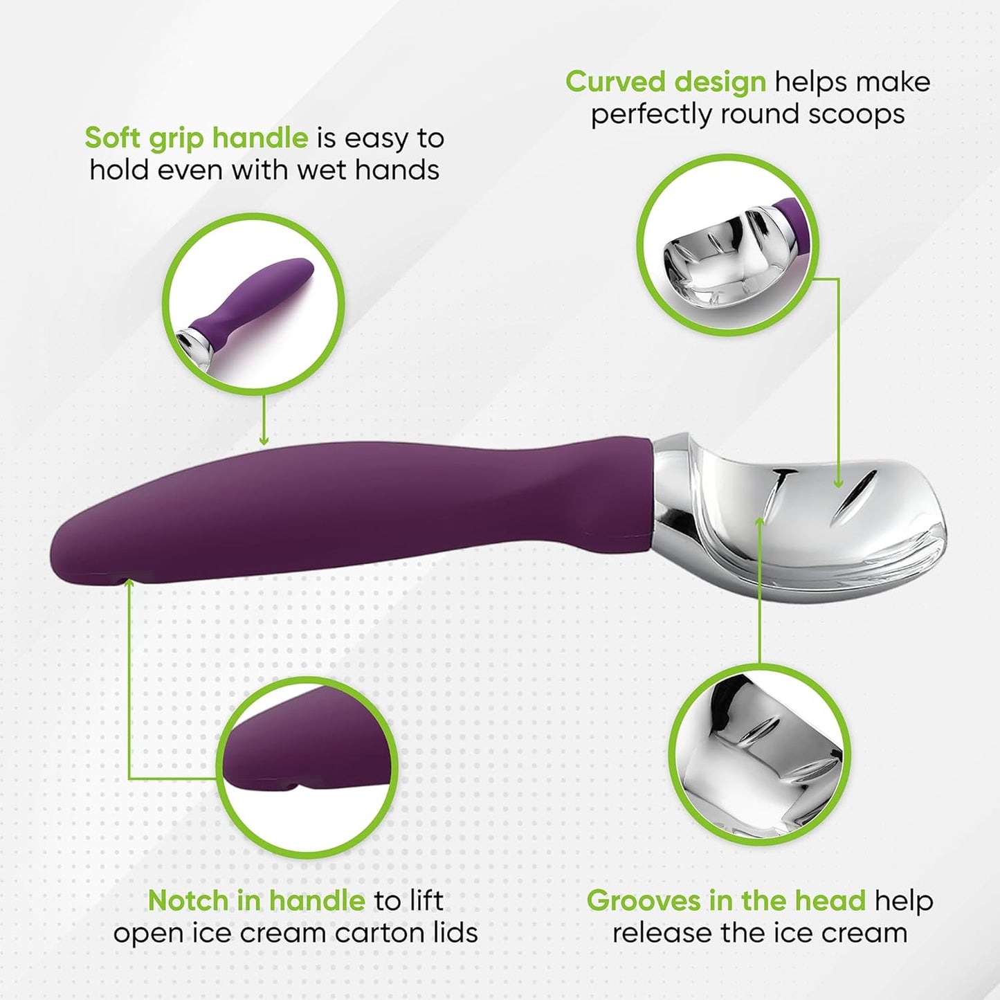 Spring Chef Heavy Duty Ice Cream Scoop with Comfortable Handle - Professional Ice Cream Scooper for Gelato, Sorbet, Cookie Dough, Melon, Frozen Yogurt - Dishwasher Safe Metal Kitchen Tool - Black