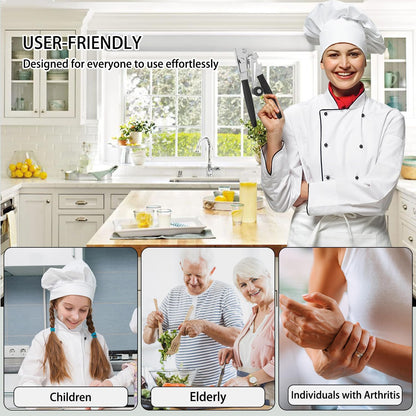 Can Opener Manual Heavy Commercial Can Opener Duty Easy for Big Cans with Magnet Folding Hand Crank With Comfortable Long Handles