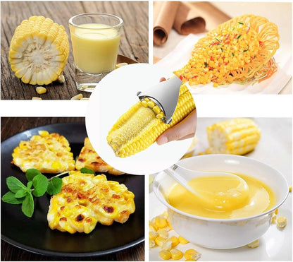 Corn Scraper,Stainless Steel Corn Peeler,Corn Cob Stripper,Corn Cob Thresher,Corn Kernel Remover Tool with Ergonomic Handle,for Kitchen Gadget (1pcs)