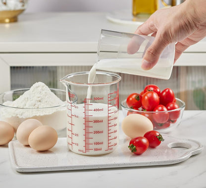 High Borosilicate Glass Measuring Cup-V-Shaped Spout，Glass Measuring Beaker for Kitchen or Restaurant, Easy to Read, 60 ML (2 Oz)-Pack of 2