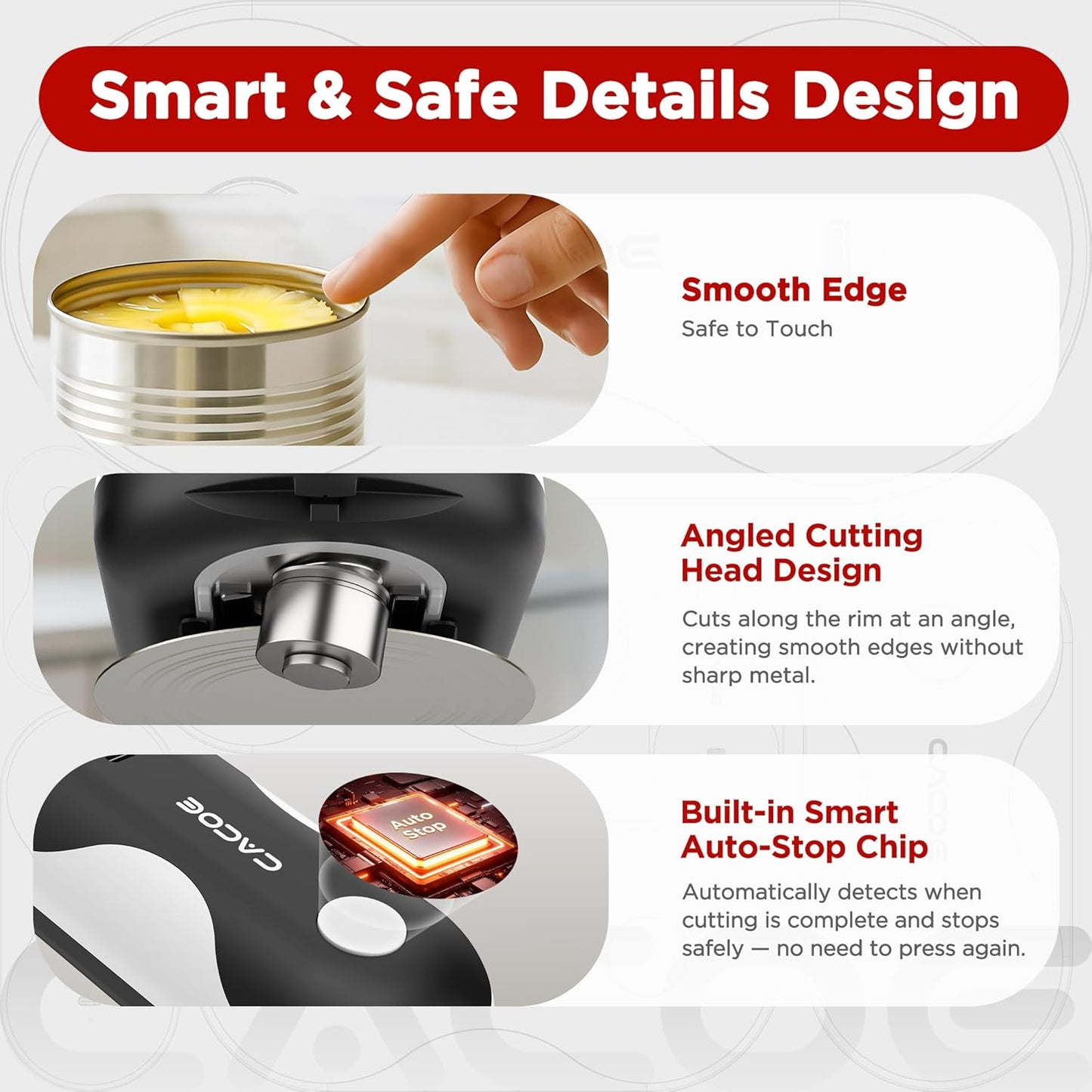 CACOE Automatic Smart Electric Can Opener with Auto Stop & USB-C Charging - Cordless Can Opener for Elderly and Arthritic Users for Seniors & Arthritis, Effortless One-Touch Open (black)