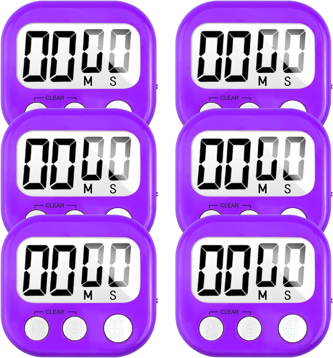2 Pack Digital Kitchen Timer for Cooking Big Digits Loud Alarm Magnetic Backing Stand Cooking Timers for Baking White