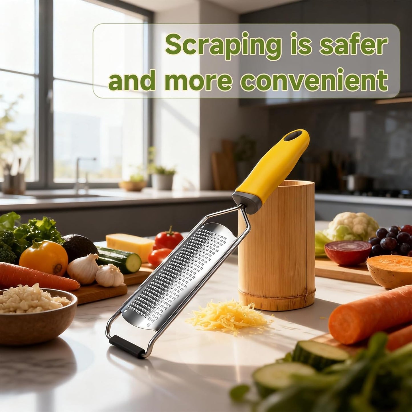 Cheese Grater Handheld & Lemon Zester with Handle, Stainless Steel Citrus Zester for Parmesan Garlic Ginger (Red)