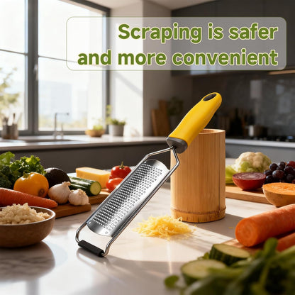 Cheese Grater Handheld & Lemon Zester with Handle, Stainless Steel Citrus Zester for Parmesan Garlic Ginger (Red)