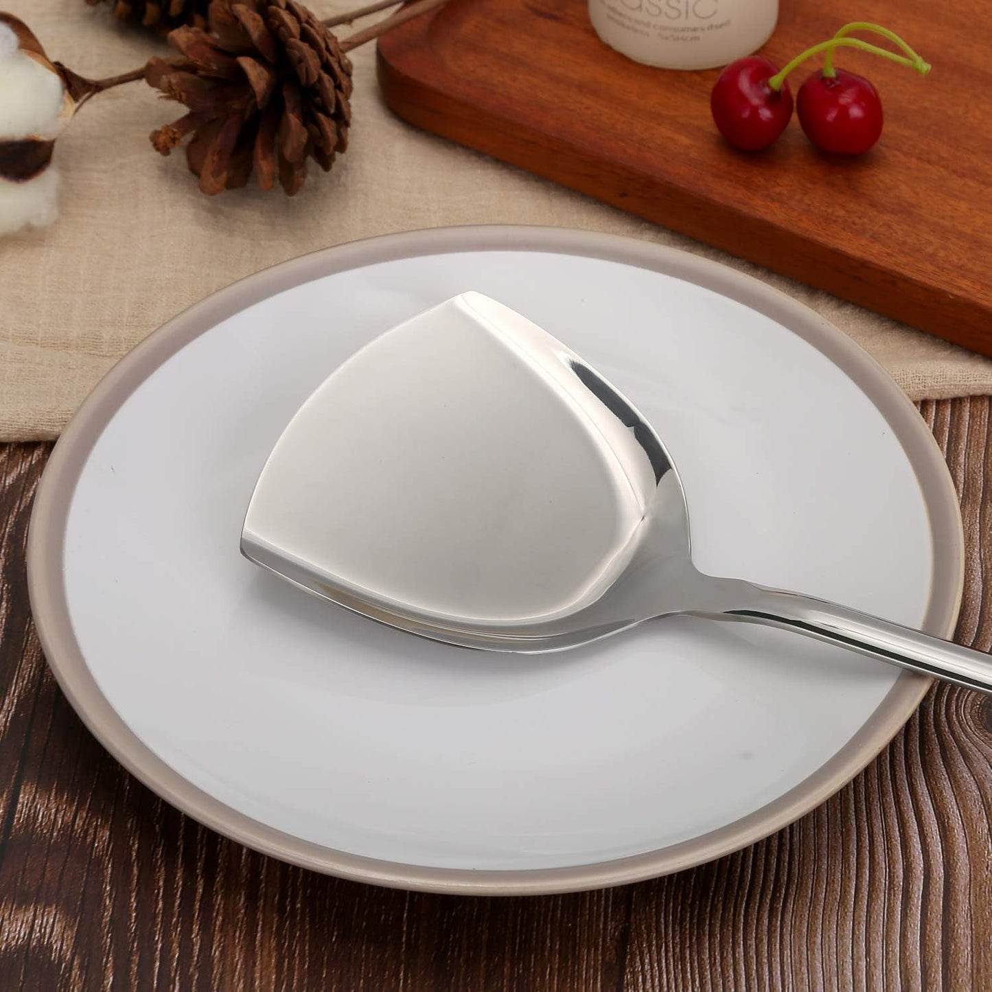 Spatula, Metal Spatula for Kitchen, Stainless Steel Slotted Turner, Hollow Handle Heat-Resistant Design, Ergonomic Dual-Handed Grip, Gift for Family