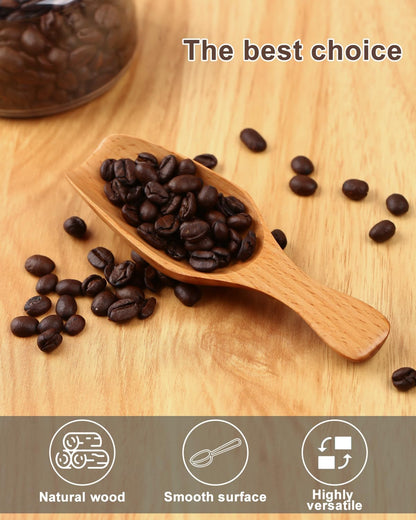 Coffee Scoop Set, 2 PCS 304 Stainless Steel Wood Handle Coffee Measuring Spoons, 15ml & 30ml for Ground Espresso Beans, Long Wooden Handle Scoop Kitchen Utensil for Scooping