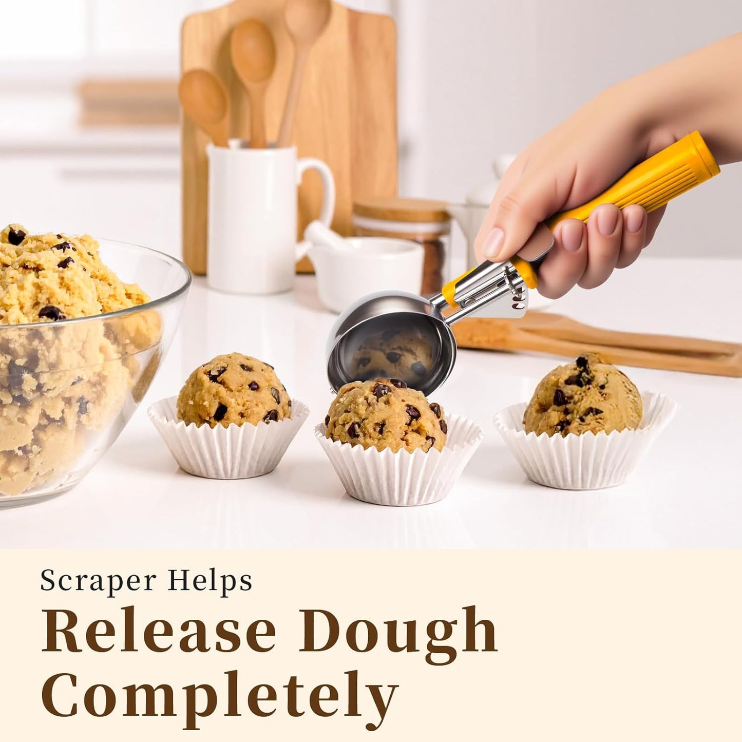 HOMURE H 4 oz Scoop, Large Ice Cream Scoop with Trigger, #8 Disher, Muffin Scoop, Portion Scoop, Cookie Scoop for Baking, Grey Handle, for Making Ice Cream Cookie Muffin Cupcake Mashed Potato