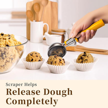 HOMURE H 4 oz Scoop, Large Ice Cream Scoop with Trigger, #8 Disher, Muffin Scoop, Portion Scoop, Cookie Scoop for Baking, Grey Handle, for Making Ice Cream Cookie Muffin Cupcake Mashed Potato