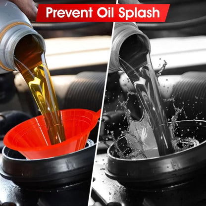 DEDC Oil Funnels, Plastic Gas Funnels Set for Car, Automotive, Kitchen, Mini Small Large Red (8pcs)