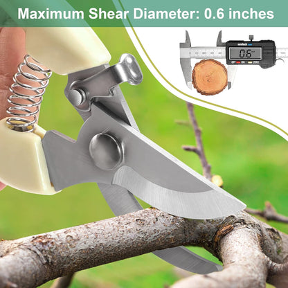 Premium Germany Pruning Shears, Work 3 Times Easier, Pruners Heady Duty, Sharp Garden Clippers Cut Fresh Flower, Hedge, Herb, Indoor Plants, Gardening Tools Scissors, Arthritis Weak Hand Snips