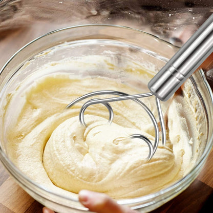Large Danish Dough Whisk Bread Mixer, Premium Stainless Steel Dutch Whisk for Bread, Pastry or Pizza Dough - Perfect Baking Tool Alternative to a Blender, Mixer or Hook