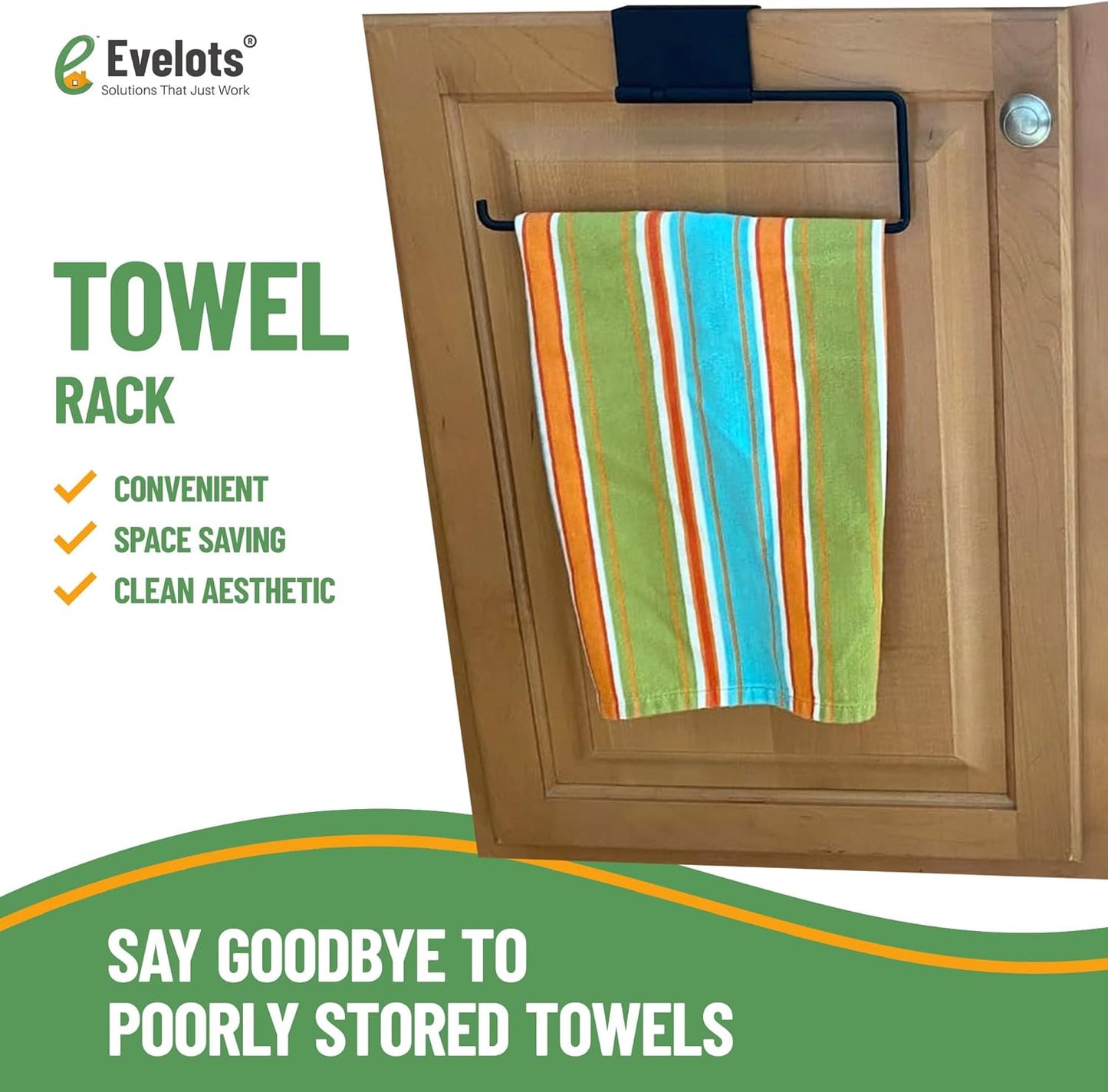 Evelots 6 Pot Lid Organizer for Cabinet Door or Pantry Wall - Closet Door Pots and Pans Lids Holder - Glass or Metal Pan Covers Cabinet Organizer Kitchen Storage - White 6 Tier Lid Rack