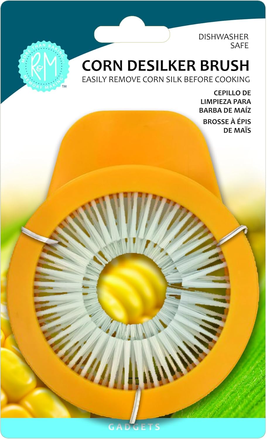 R&M International Corn Cob Desilking Brush, Standard, Yellow, Carded