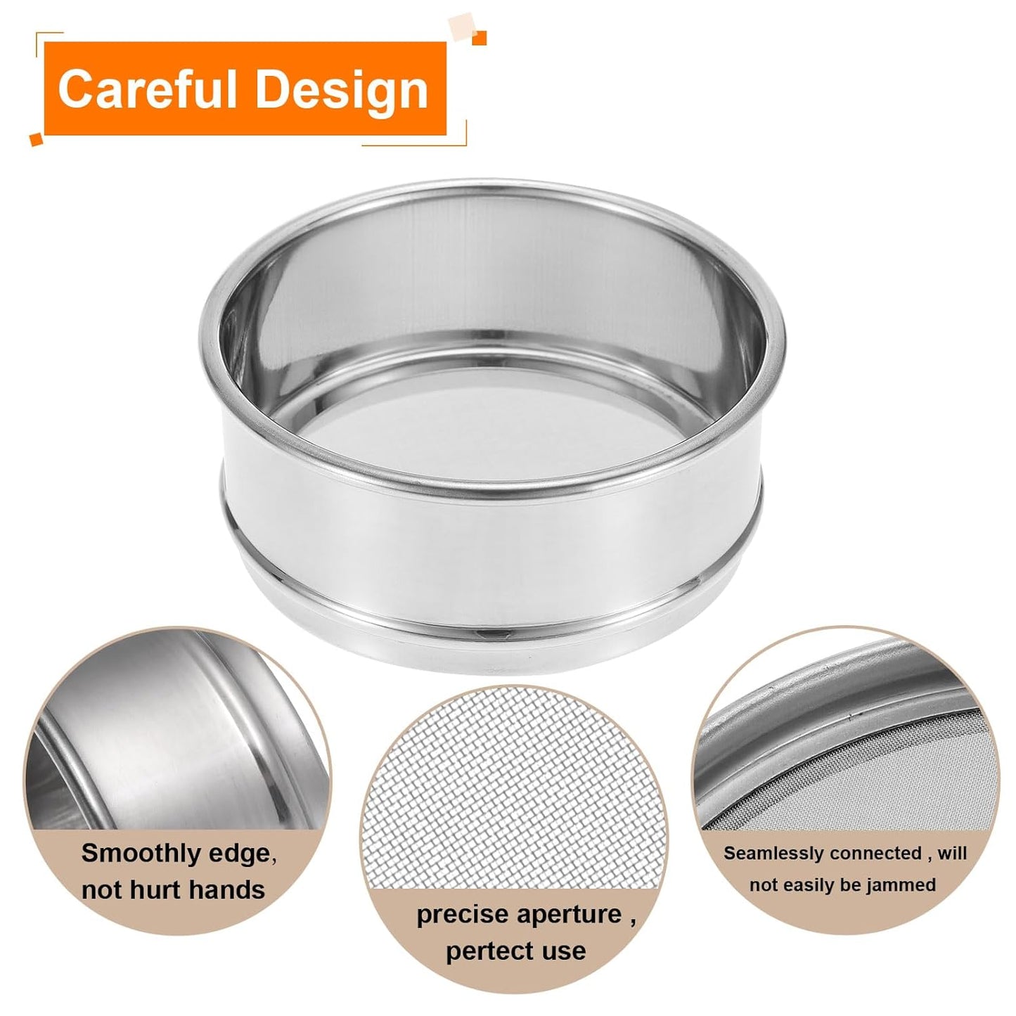 PATIKIL 150 Mesh Lab Sieve, 4" Diameter Test Sieve 304 Stainless Steel Wire Cloth (0.1mm) for Industrial Laboratory
