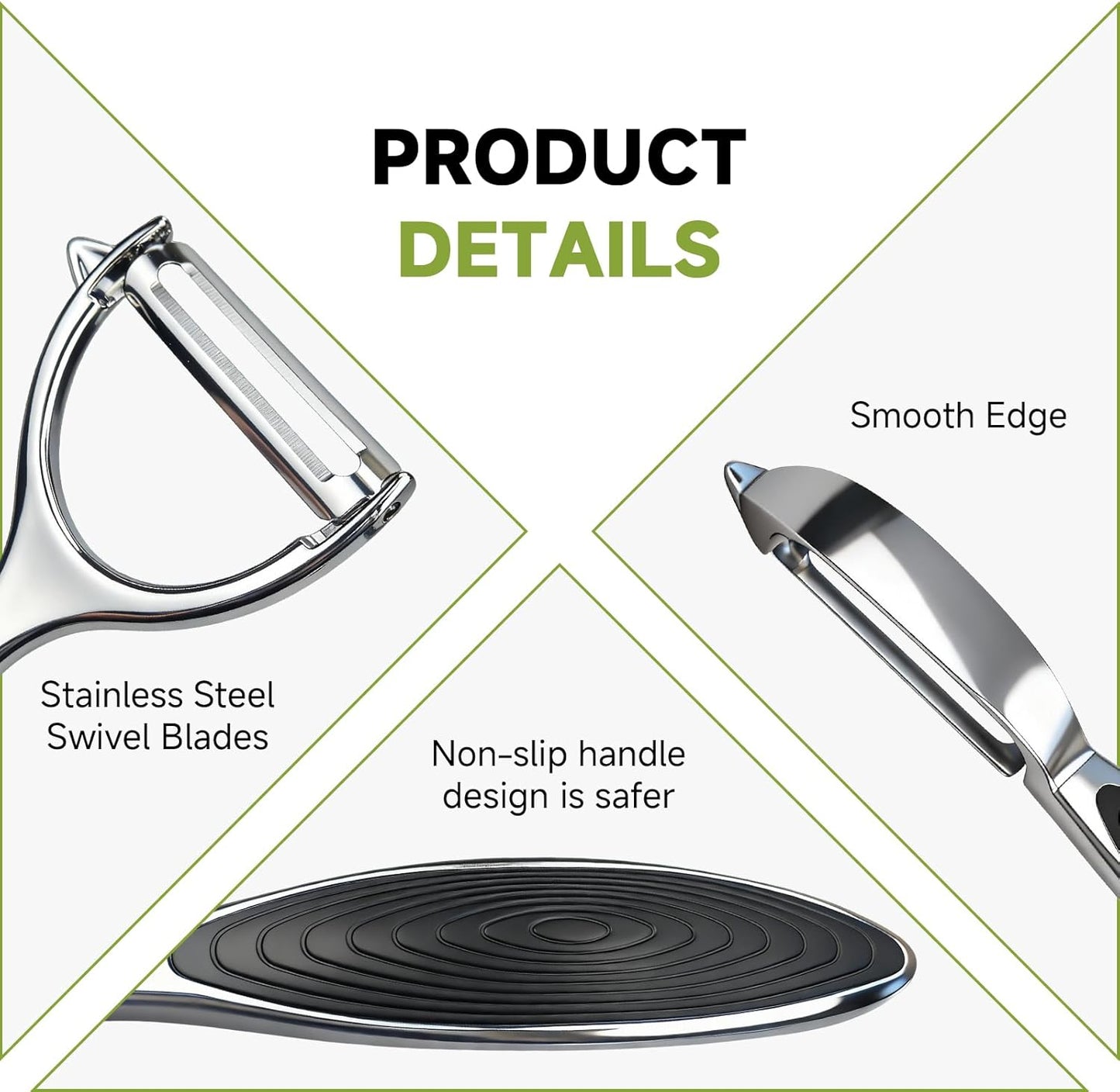 2 Pack Vegetable & Potato Peelers | Y & I Shape | Stainless Steel Blades | Ergonomic Non-Slip Handle | Dishwasher Safe | Fruit & Veggie Peeler Set