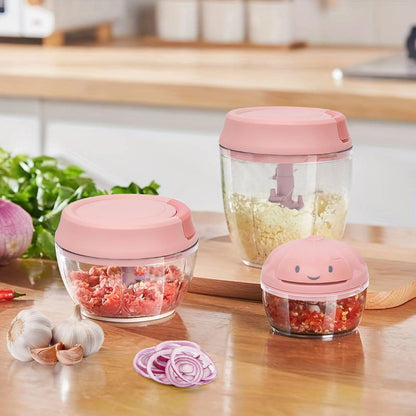 Garlic Chopper Mini Manual Hand Food Chopper for Kitchen Onion Dicer Crusher Garlic Mincer Blue 160ml