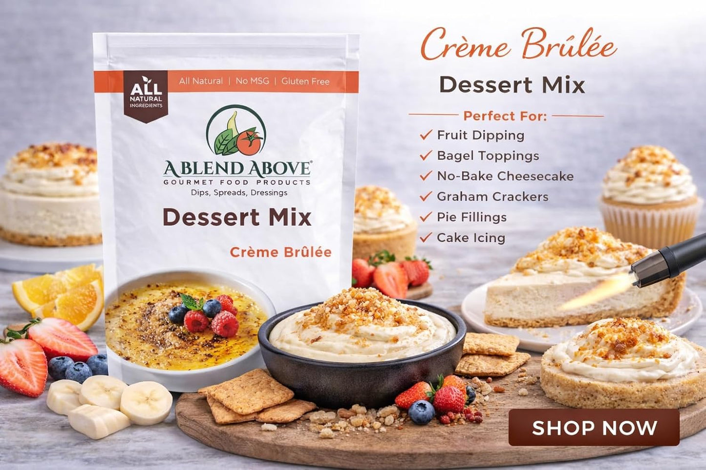 A Blend Above Banana Cream No-Bake Dessert Mix, 3 Pack, No-Bake Cheesecake, Fruit Dip, Dessert Mix, Bagel Topping, Frosting, Cheesecake Filling, Quick and Easy to Make, Makes 16 Ounces, Cream Cheese,