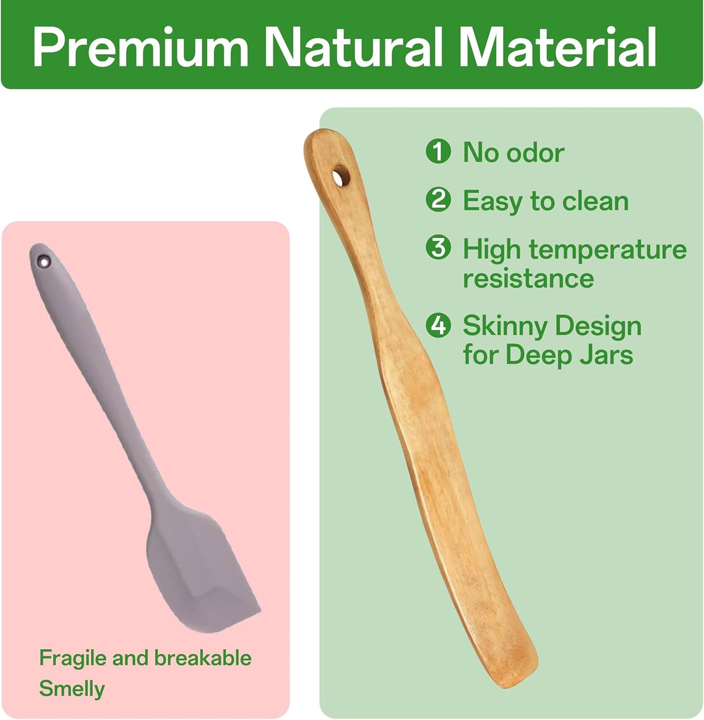 Wooden Spurtle Set, Skinny Teak Spatula for Sourdough Starter & Baking - 2Pcs Stirring Stick, Dough Whisk & Jar Scraper, Earlywood Spurtles Kitchen Tools
