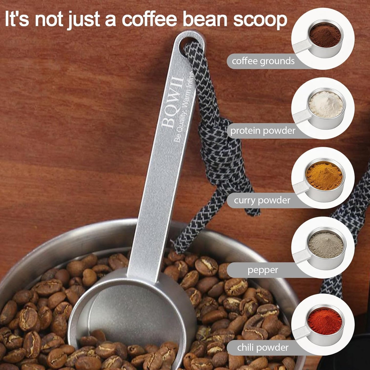 Aluminum Coffee Scoop 2 Tbsp (30ml), Metal Measuring Spoon for Coffee Beans & Ground Coffee, Protein Powder Scoop, Kitchen Measuring Tool