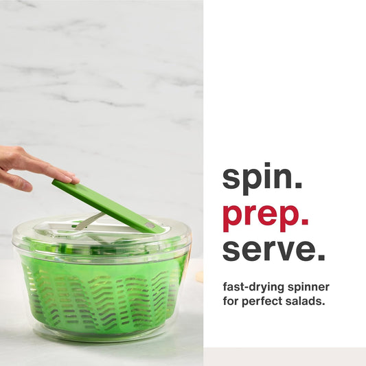 Zyliss Swift Dry Stainless Steel Salad Spinner - Fruit Cleaner & Lettuce Spinner with Push Pump - Non-Slip Bowl - Dishwasher Safe - Small