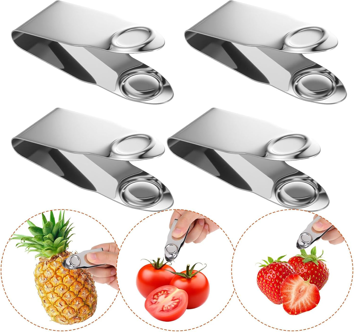 5Pcs Stainless Steel Strawberry Huller Silver Fruit Stem Remover Picker Strawberry Cherry Tomato Fruit Tools Strawberrys Kitchen Accessories Pineapple Tool