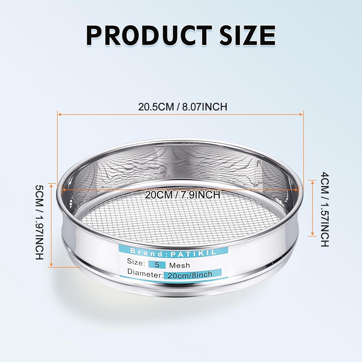 PATIKIL 325 Mesh(0.045mm) Lab Sieve, 3.9"(10cm) Diameter Sifting Screen 304 Stainless Steel Wire Cloth Fine Mesh Sieve for Industrial Laboratory Home Soil Sifter Dry Sift Screens Hash - Colors C