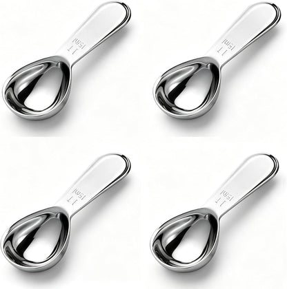 4-Pack Coffee Scoop – 1 Tablespoon (15ml) Stainless Steel Measuring Spoons, Compact Short Handle for Ground Coffee, Tea, and Powder