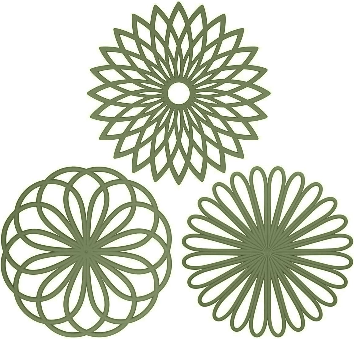 ME.FAN Silicone Trivet Mat - Kitchen Hot Pads for Pots & Dish - Insulated Teapot Trivet - Flexible, Durable, Non-Slip Large Coasters 3 Set Black