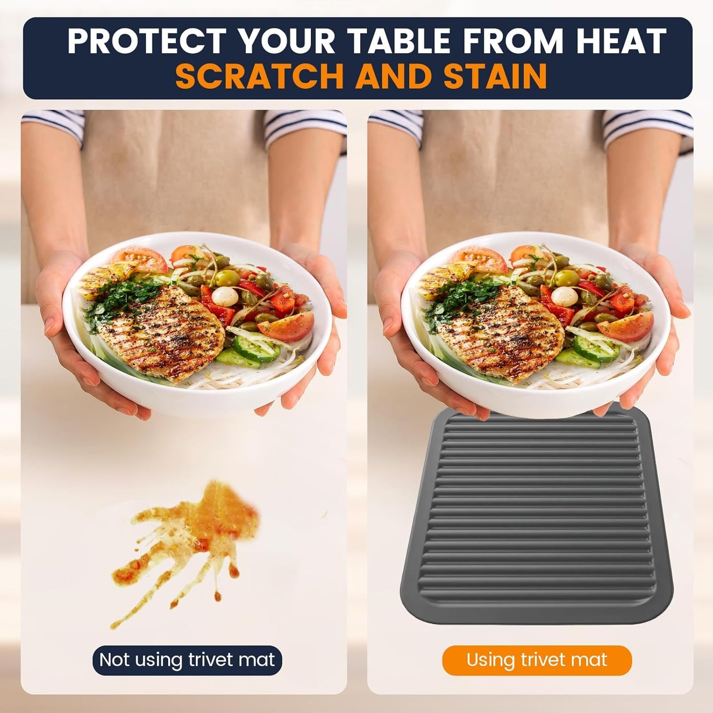 Silicone Trivet Mats 4 Heat Resistant Pot Holders Multipurpose Non-Slip Hot Pads for Kitchen Potholders, Drying mat, Jar Opener, Spoon Holder, Coaster.(Dark Grey)