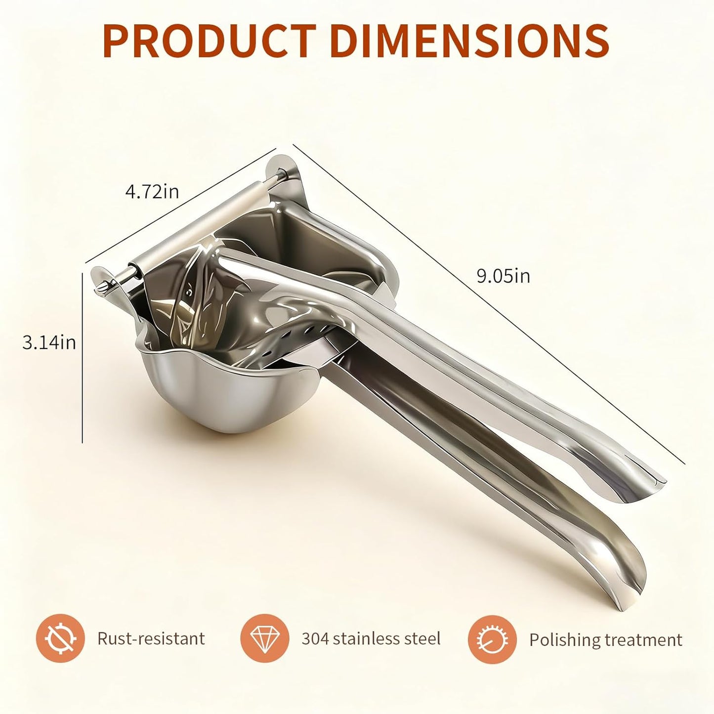 Real Stainless Steel Lemon Squeezer Citrus Juicer Hand Press Heavy Duty Manual Squeeze Juice Extractor Maker Orange Lime Grapefruit Presser