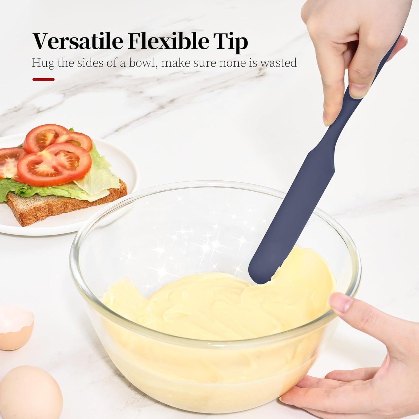 600ºF Heat Resistant Spatulas, High Heat Food Safe Semless Kitchen Silicone Scraper Set for Cooking Baking Mixing Scraping Stirring Nonstick Cookware Pan Bowl (4Pcs,Aqua Sky)