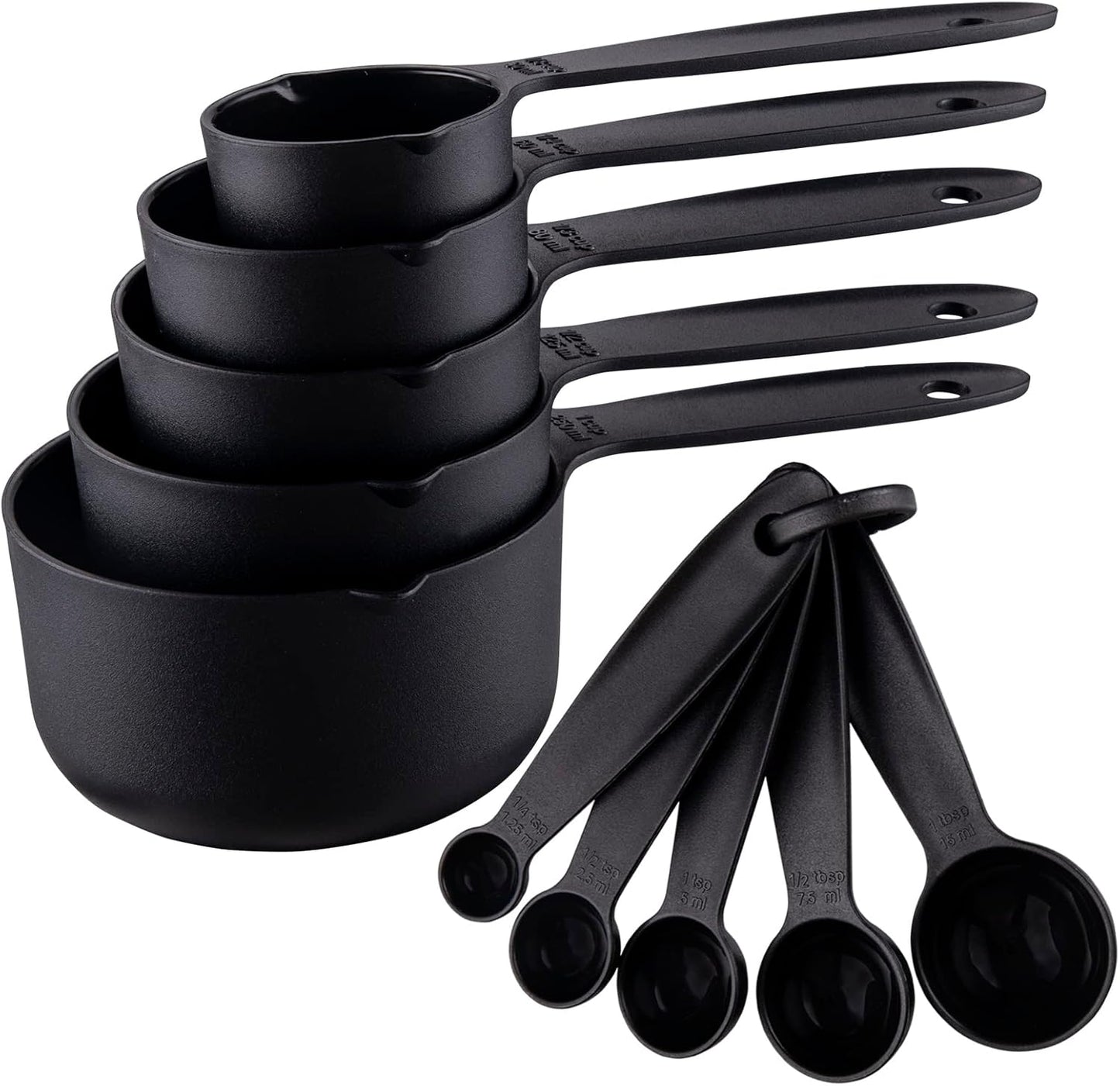 Plastic Measuring Cups and Spoons Set of 11, Kitchen Measuring Cups and Spoons Set for Dry & Liquid Ingredients, 5 Measuring Cups & 6 Measuring Spoons Set for Cooking & Baking Color Pink