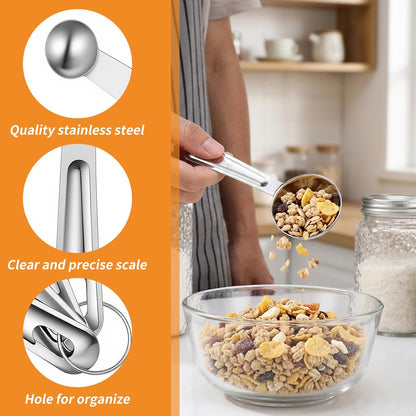 4Pcs Stainless Steel Measuring Spoons Set Metal Teaspoon Measuring Spoons Set, Table Spoon Measure Spoon for Coffee, Teaspoon Scoop Kitchen Gadgets Cooking