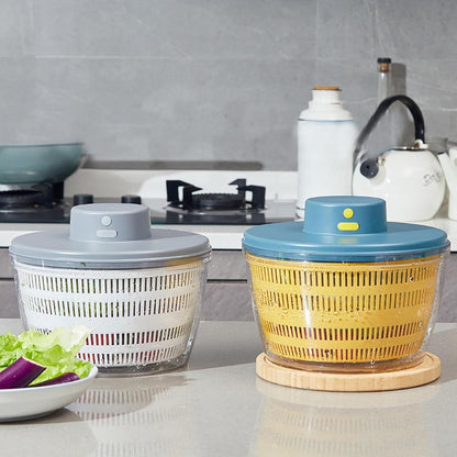 Electric Salad Spinner, 4L Wireless USB Salad Spinner Dehydrator for Fruit Vegetables, Large Capacity Salad Vegetable Dryer, Quick Drainage Electric Mixer White