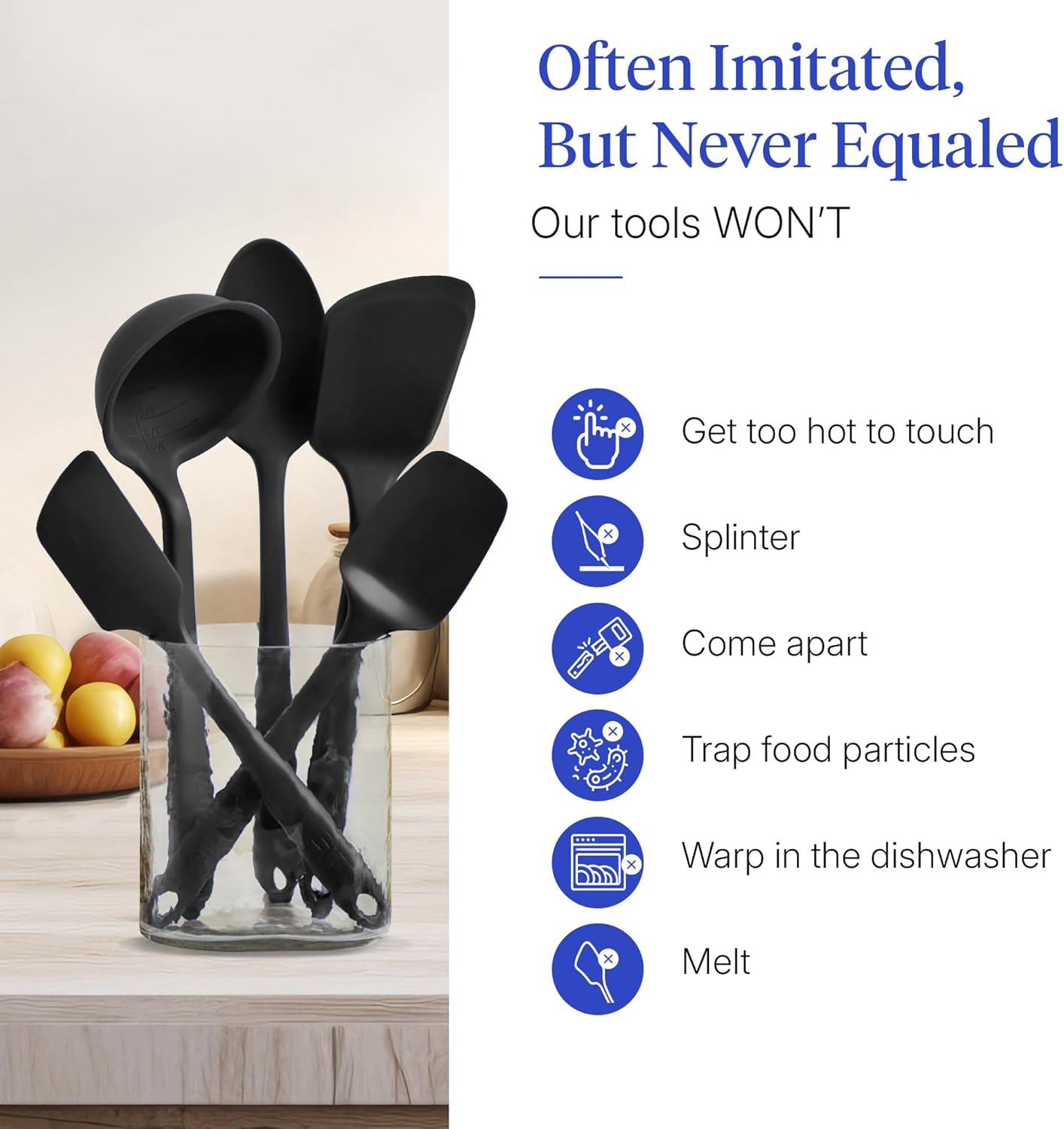 GIR: Get It Right 5-Piece Silicone Ultimate Kitchen Utensils Set - Ladle, Spatula, Flip, Spoon & Spoonula - Non-Toxic Cooking Utensils for Nonstick Cookware, Cooking and Baking - Black
