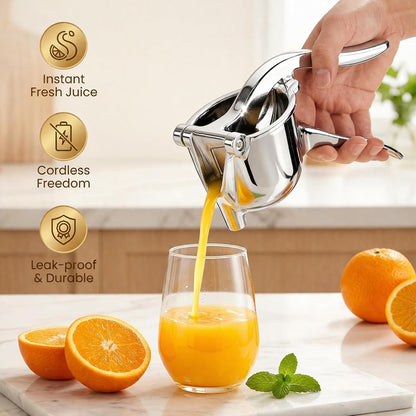 Heavy Duty Cast Iron Juicer Manual Hand Press, Stainless Steel Fruit Juice Squeezer for Lemon & Orange, Citrus Press Juicer (1PC)